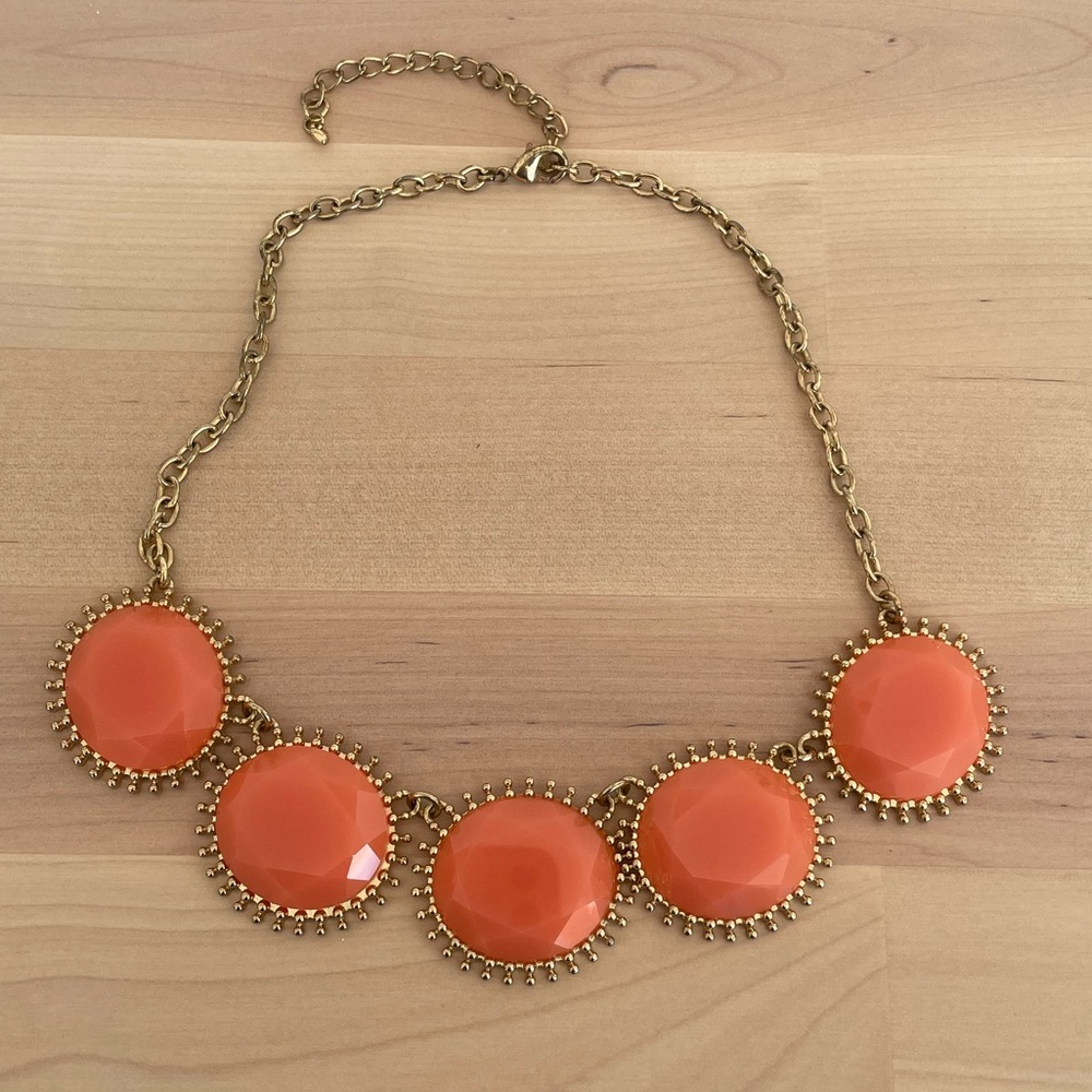 Francesca’s Coral and Gold Fashion Statement Necklace
